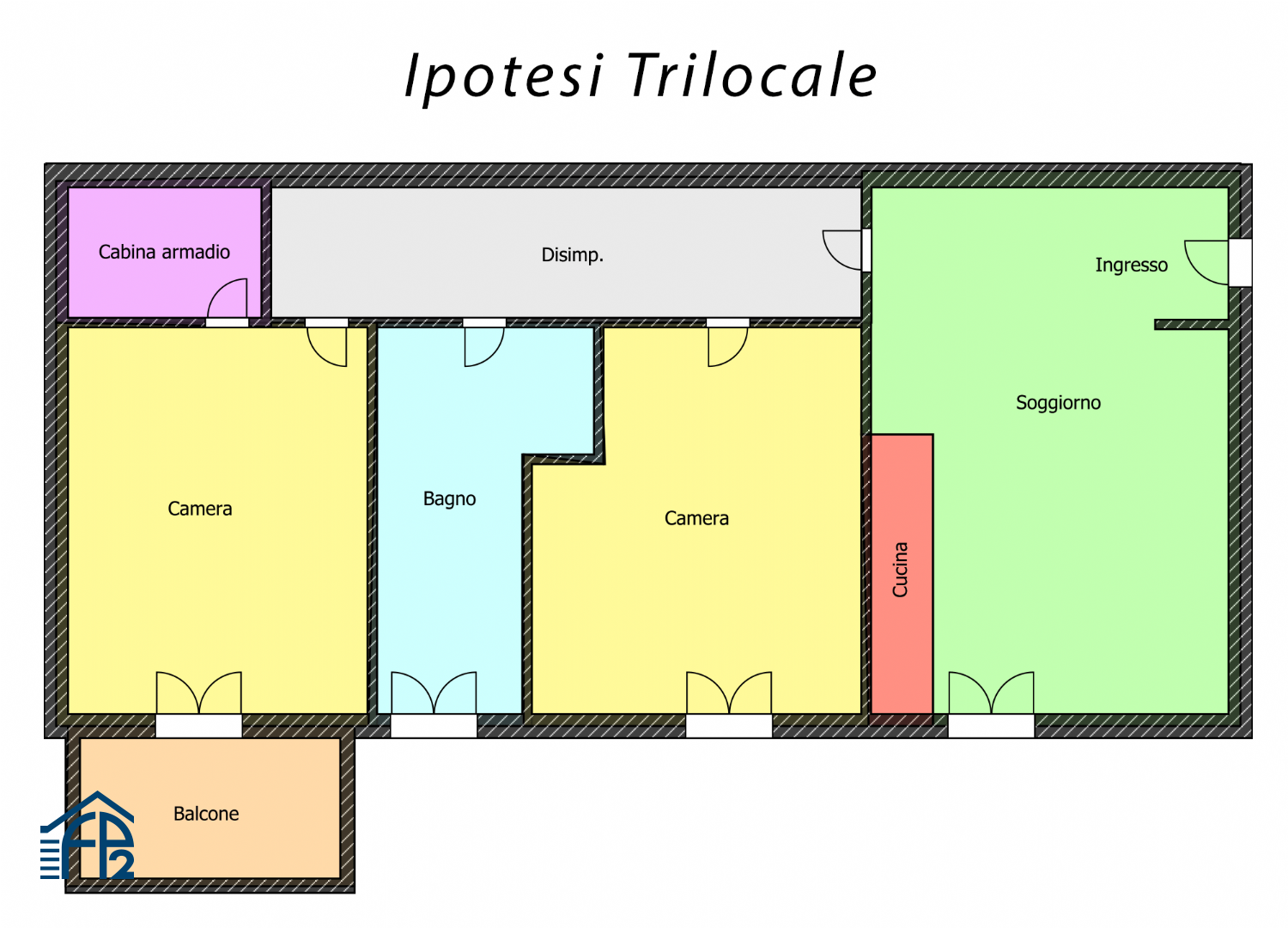 Bilocale trasformabile in trilocale