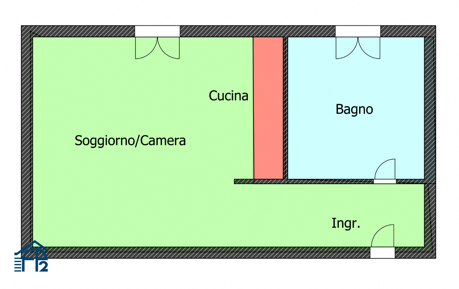 Monolocale ristrutturato