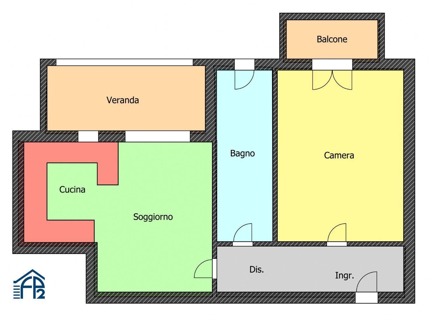 Bilocale con veranda
