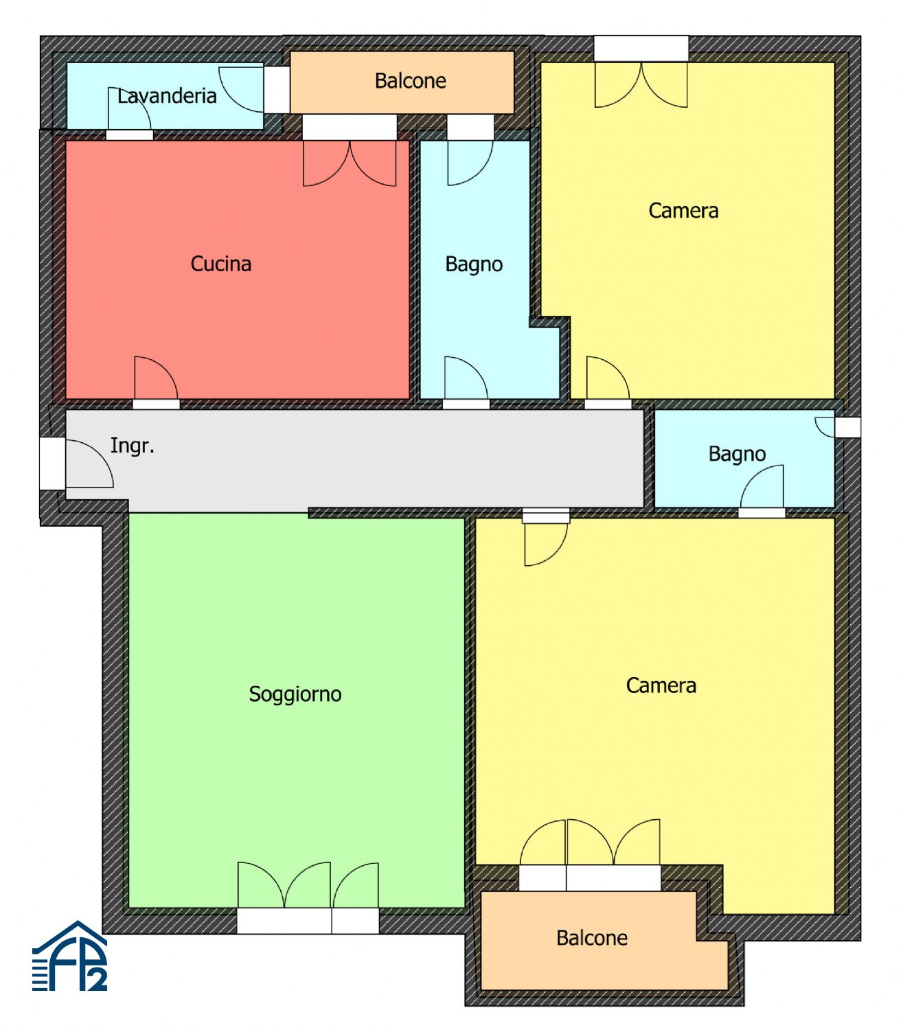 Trilocale con cucina abitabile