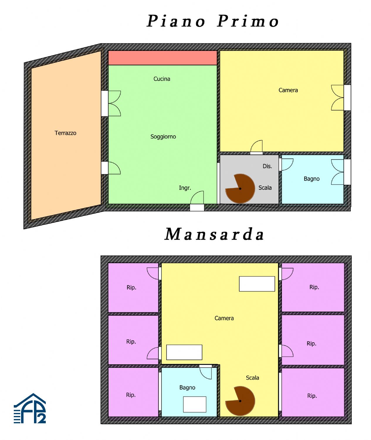 Trilocale su due livelli con terrazzo