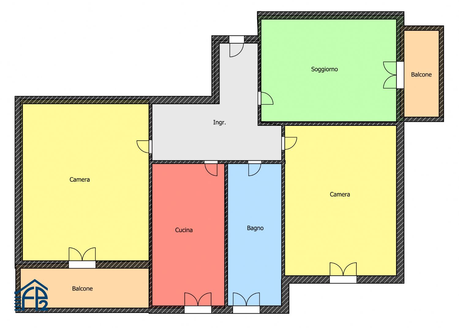 Trilocale con cucina abitabile